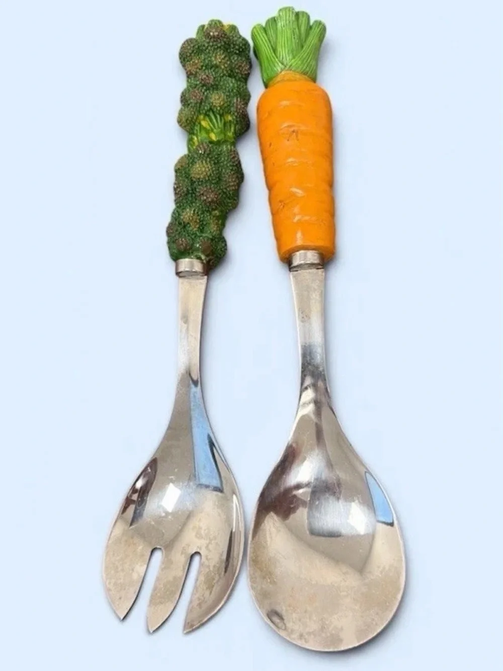 Whimsical Vegetable Salad Servers - Carrot & Broccoli Handles